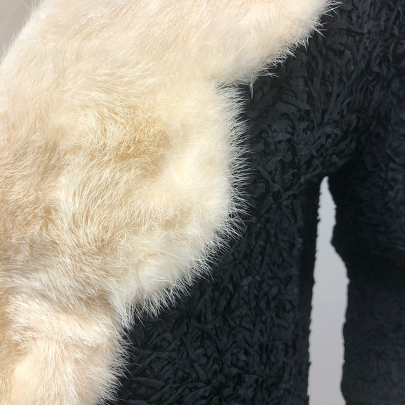 Vintage Black Fur Collar Jacket Fits Like Medium - Picture 2 of 4